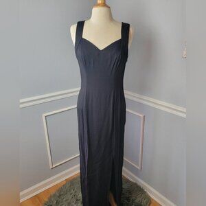 LATE EDITION Black Sweetheart Plunge Lace Up Back Formal Prom Cocktail Dress 10